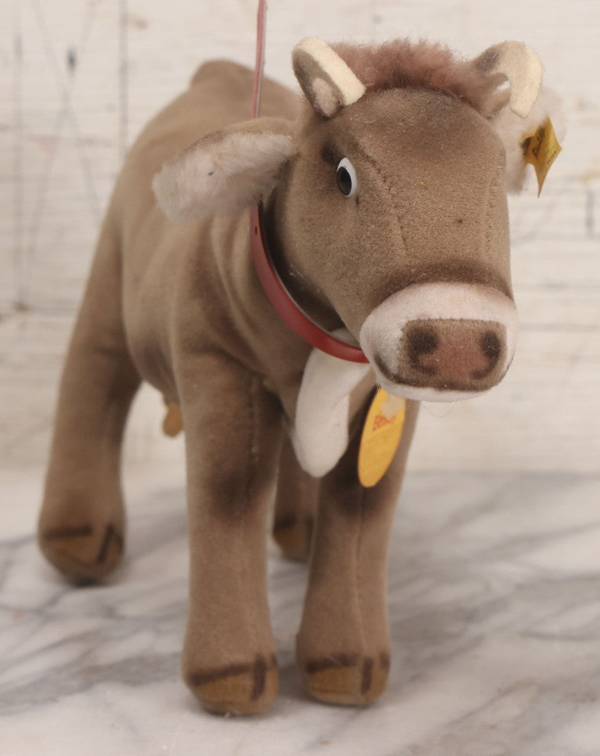 Lot 088 - Vintage Bessy Cow Plush Stuffed Animal Toy By Steiff, Made In Austria, 11" L