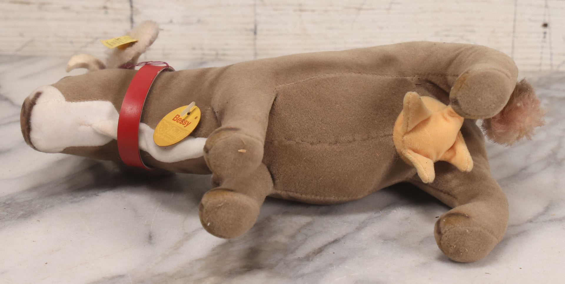 Lot 088 - Vintage Bessy Cow Plush Stuffed Animal Toy By Steiff, Made In Austria, 11" L