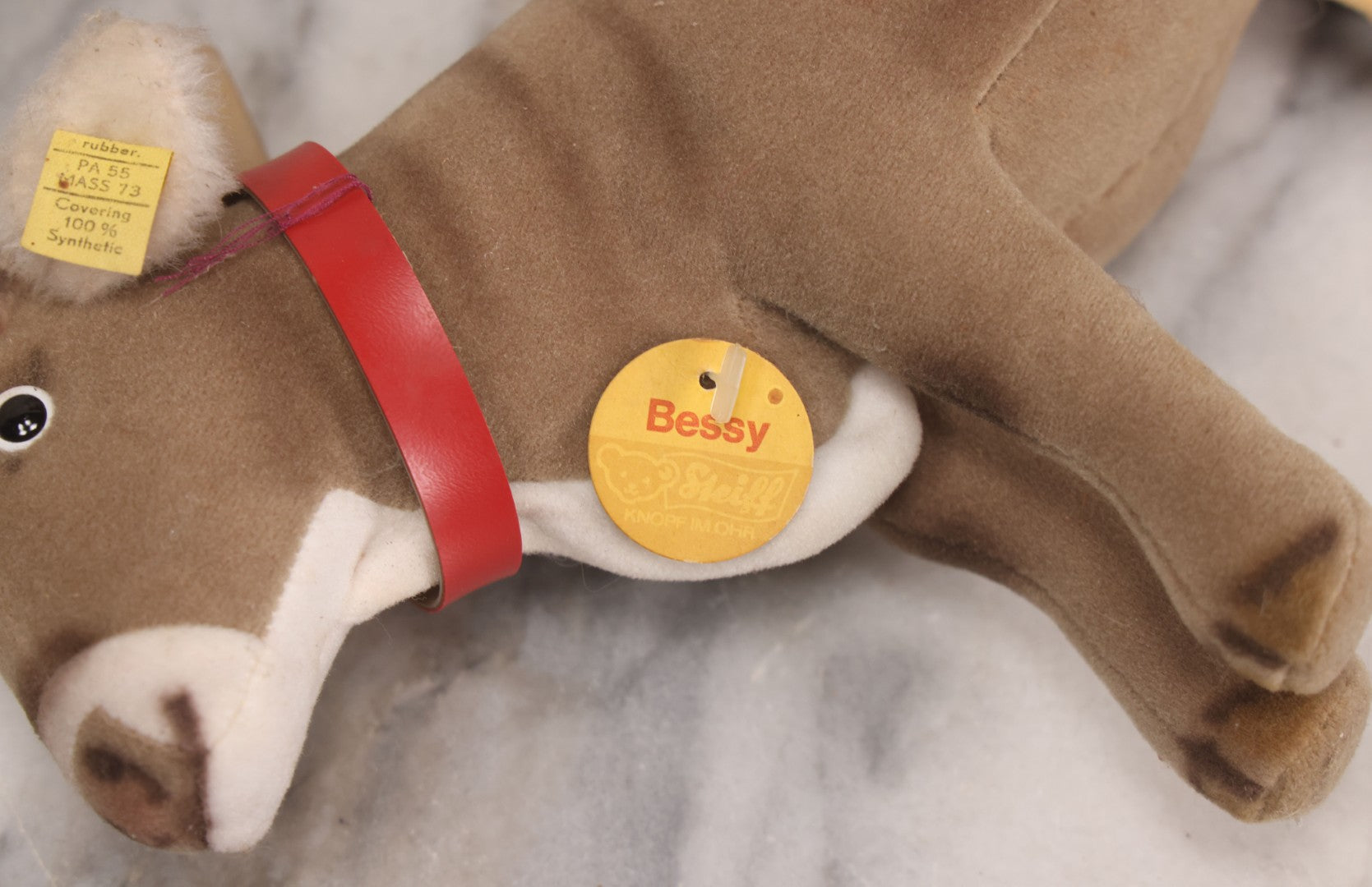 Lot 088 - Vintage Bessy Cow Plush Stuffed Animal Toy By Steiff, Made In Austria, 11" L