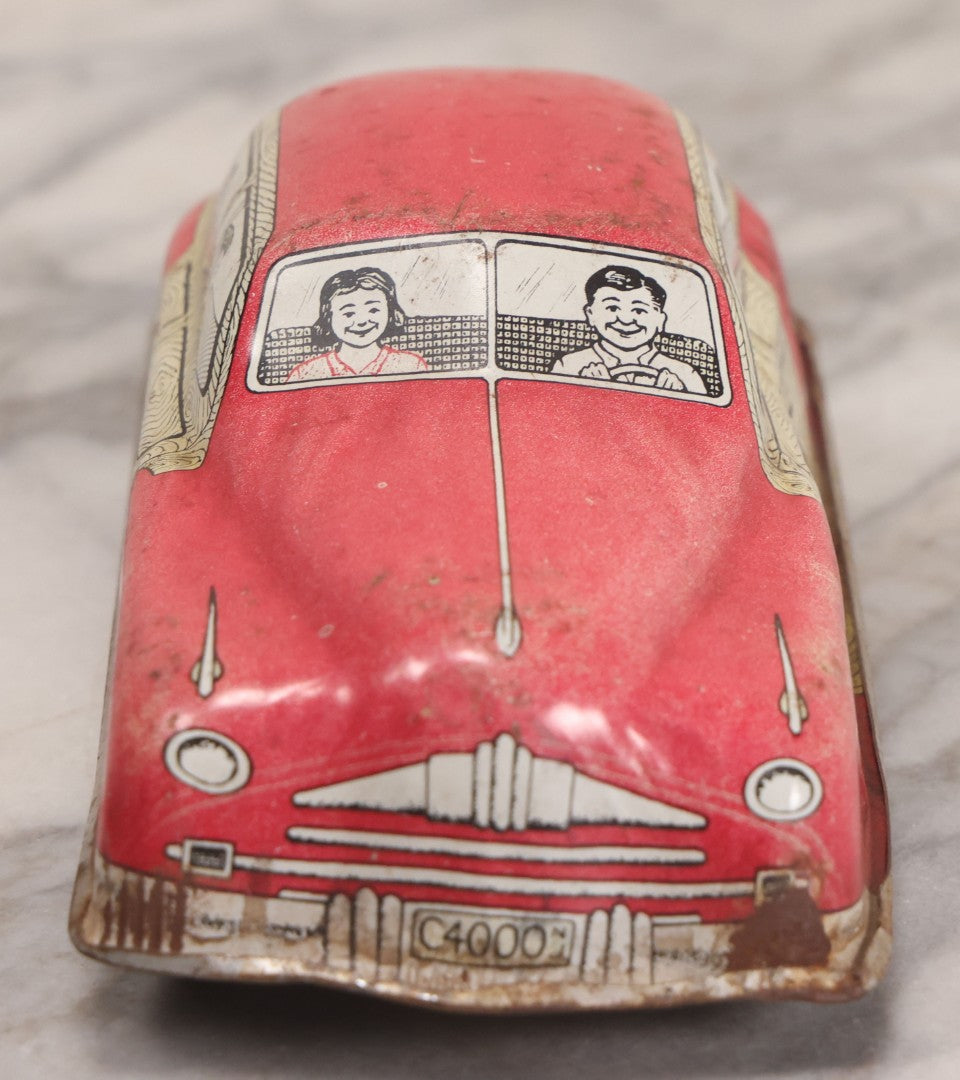 Lot 090 - Vintage Courtland Woody Wagon Tin Lithograph Friction Toy Car, Circa 1950, Courtland Toys, Camden, New Jersey, Note Not Working, 7-1/4" L