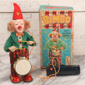 Lot 091 - Vintage Bimbo The Drumming Clown Battery Powered Remote Control Toy With Lighted Nose By Cragstan Corporation, No. 712, Alps, Japan, Patent No. 7096, In Original Box, Note Not Working, 9-1/2" H