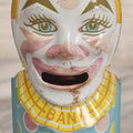 Lot 092 - Vintage Tin Lithograph Clown Mechanical Bank By Chein Playthings, Made In U.S.A., Note Missing Stopper, 5" H