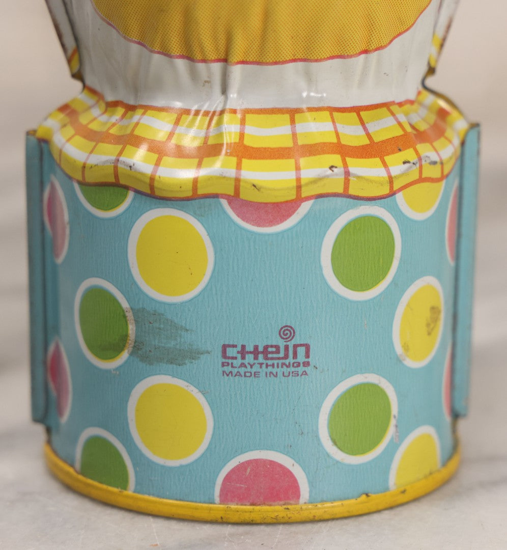 Lot 092 - Vintage Tin Lithograph Clown Mechanical Bank By Chein Playthings, Made In U.S.A., Note Missing Stopper, 5" H