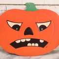 Lot 096 - Vintage Embossed Die Cut Halloween Angry Jack-O-Lantern J.O.L. Pumpkin Decoration By H.E. Luhrs, Made In U.S.A.