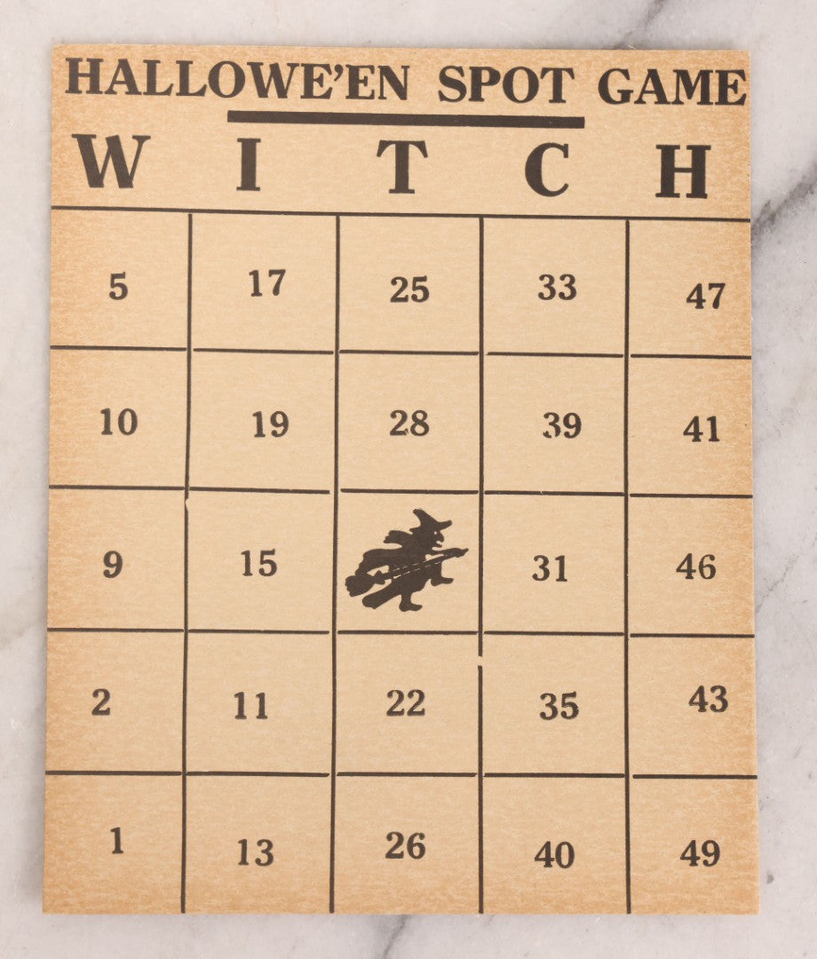 Lot 097 - Grouping Of 10 Vintage Halloween Spot Game "W-I-T-C-H" Witch Bingo Cards
