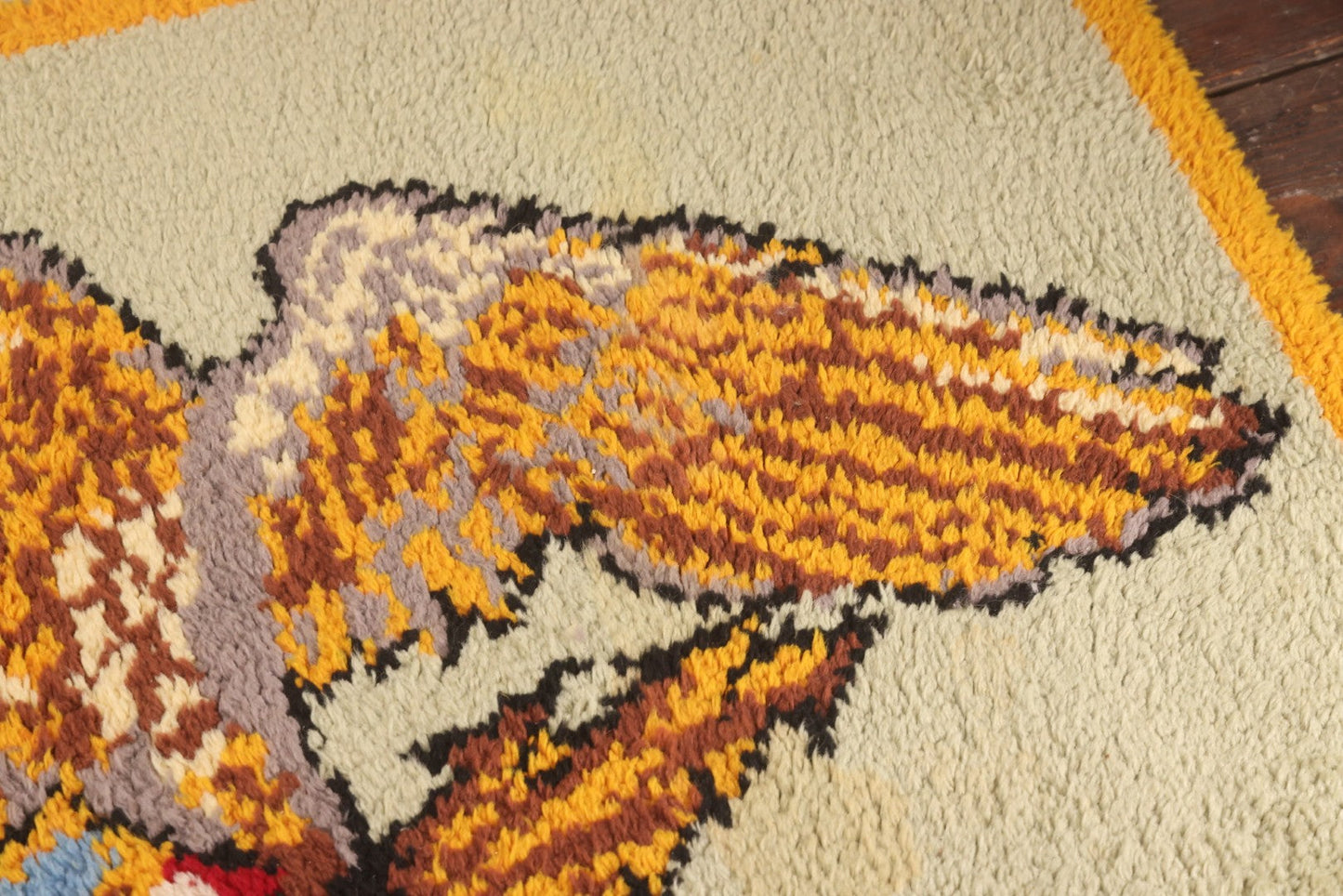 Lot 101 - Vintage Handmade Shag Rug Depicting Patriotic Eagle With American Shield, Made By Rosella Considine, Minor Staining And Wear, 49" x 30"