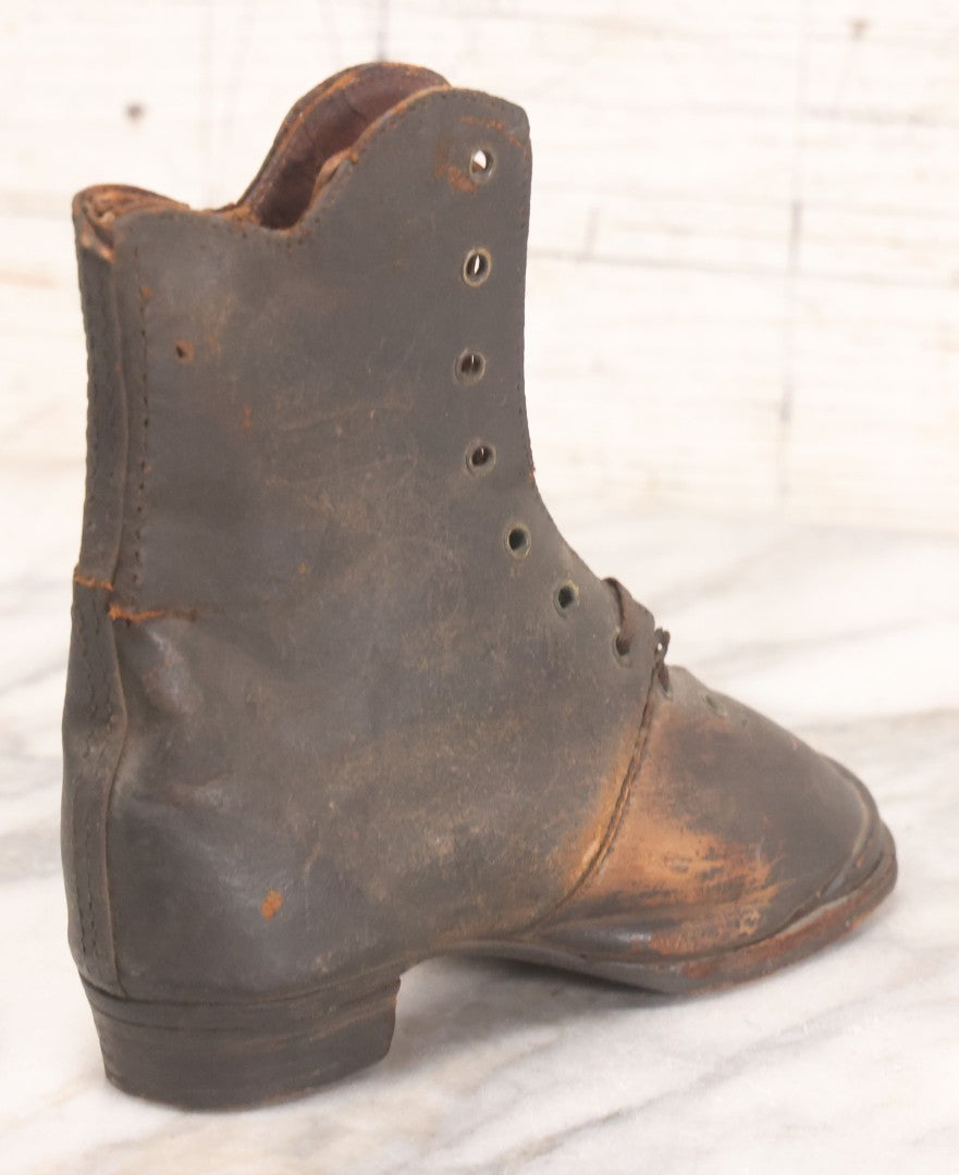 Lot 103 - Pair Of Antique Children's Leather Lace-Up Boots, Both Left Feet, Different Sizes, Circa 1890s-1920s