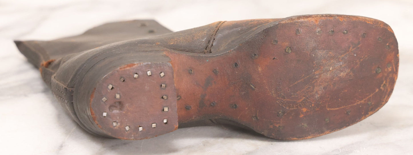 Lot 103 - Pair Of Antique Children's Leather Lace-Up Boots, Both Left Feet, Different Sizes, Circa 1890s-1920s