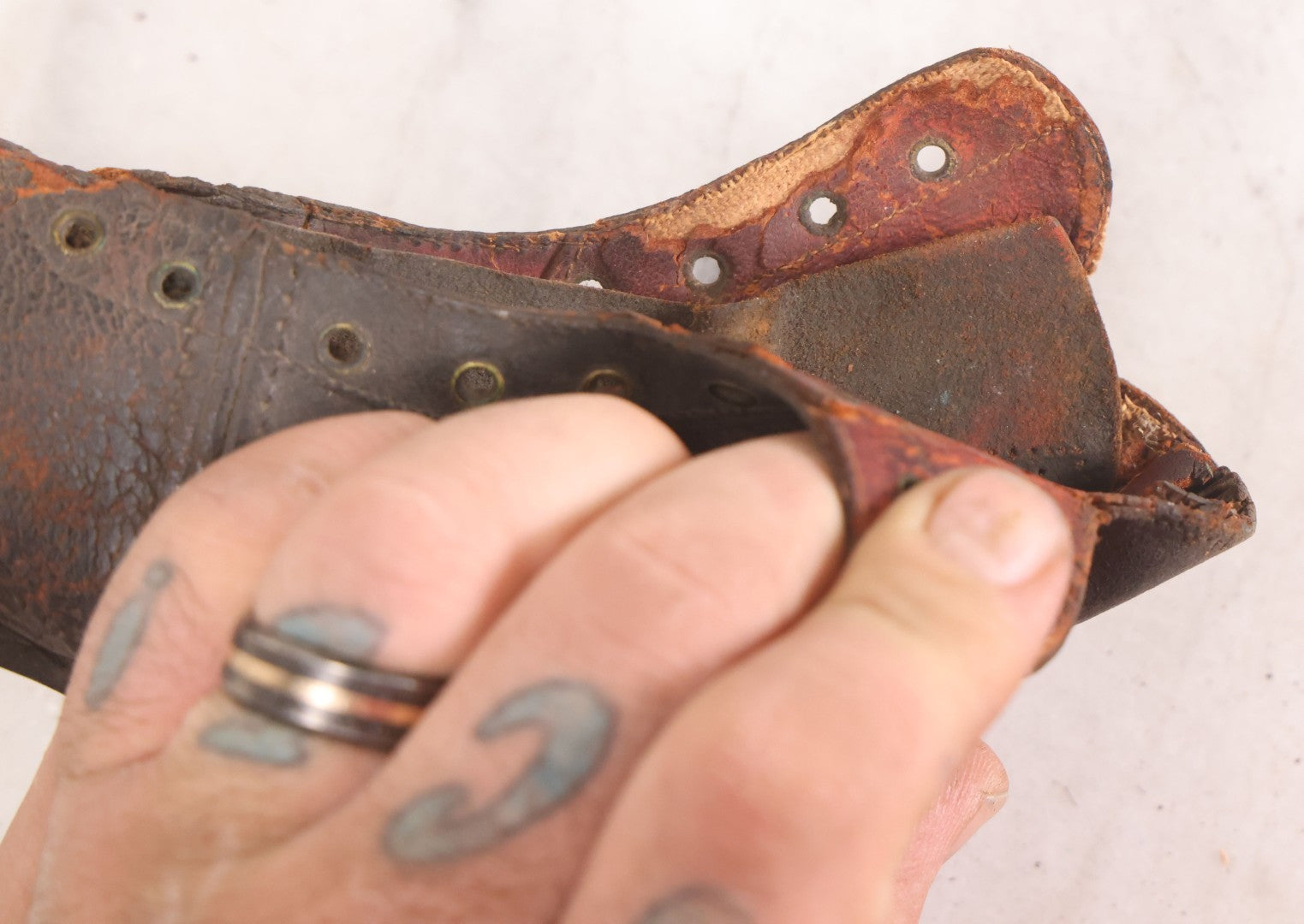 Lot 103 - Pair Of Antique Children's Leather Lace-Up Boots, Both Left Feet, Different Sizes, Circa 1890s-1920s