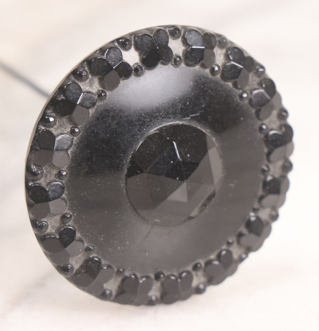 Lot 104 - Pair Of Antique Black Hat Pins With Decorative Tops, 10-1/2" L And 12-1/2" L