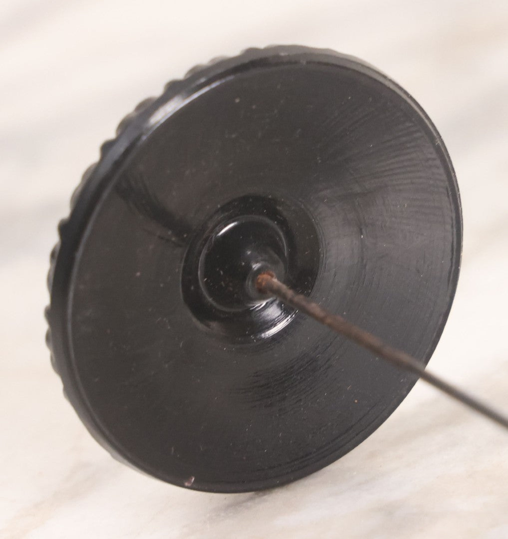 Lot 104 - Pair Of Antique Black Hat Pins With Decorative Tops, 10-1/2" L And 12-1/2" L