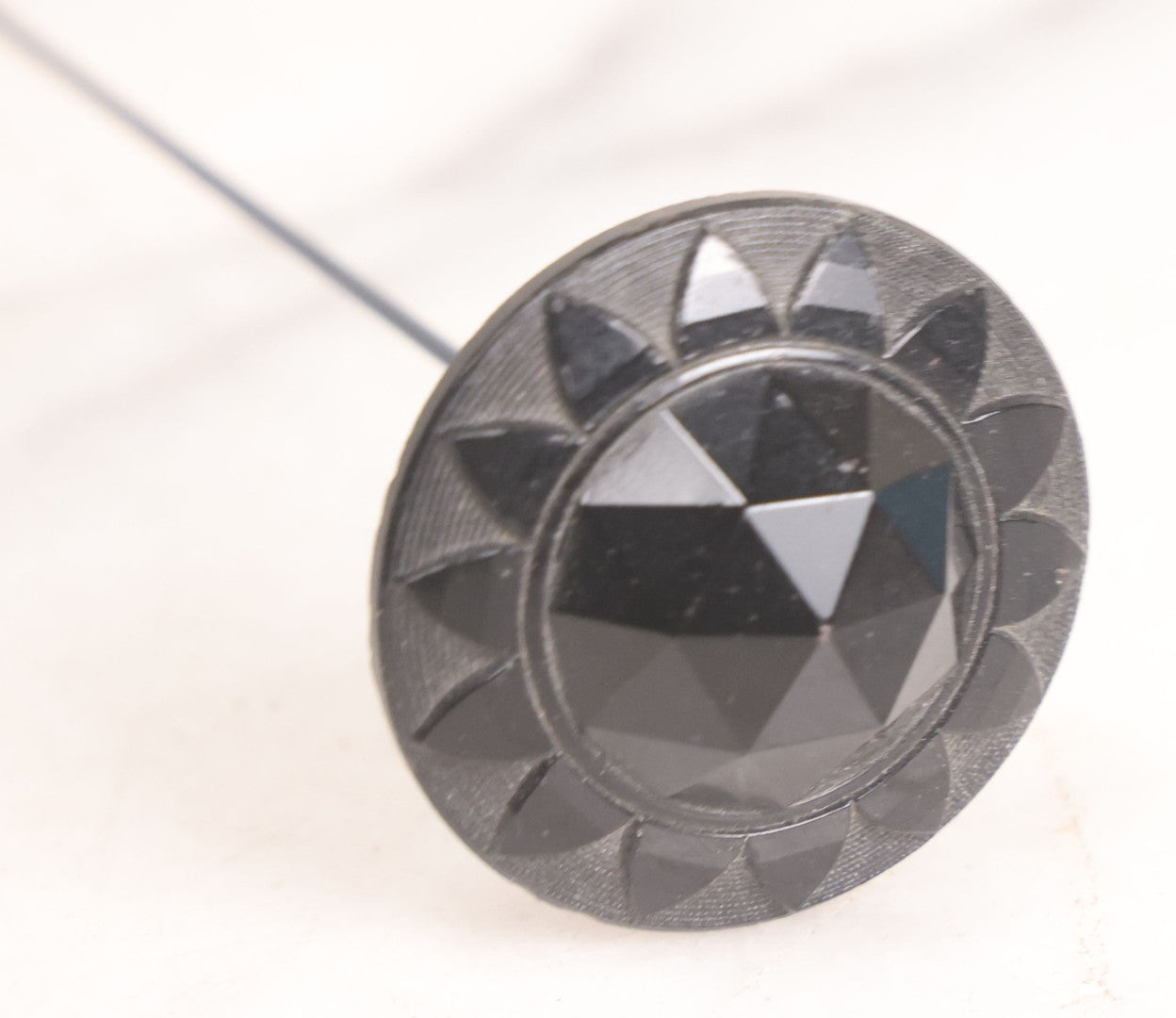 Lot 104 - Pair Of Antique Black Hat Pins With Decorative Tops, 10-1/2" L And 12-1/2" L