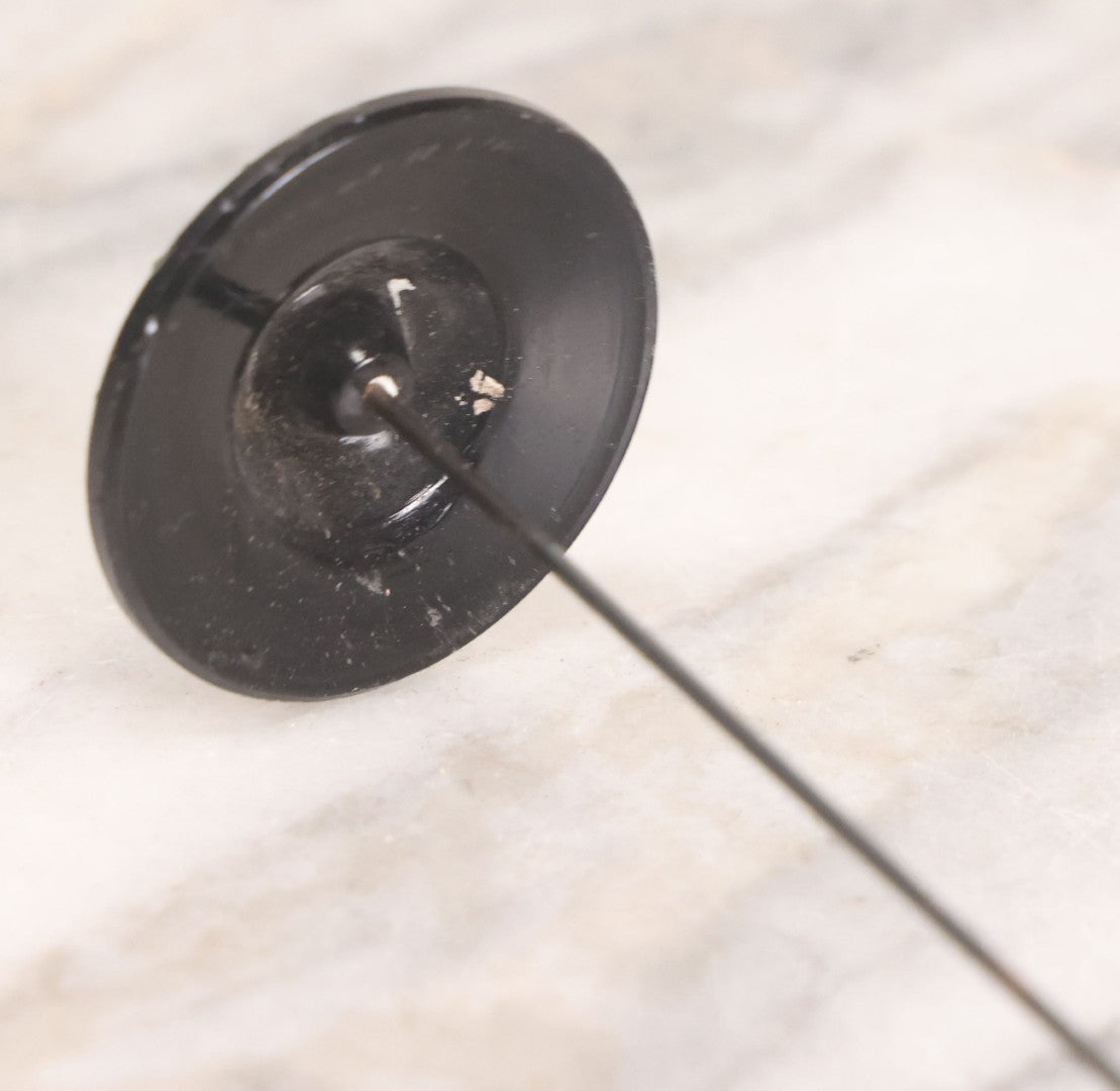 Lot 104 - Pair Of Antique Black Hat Pins With Decorative Tops, 10-1/2" L And 12-1/2" L