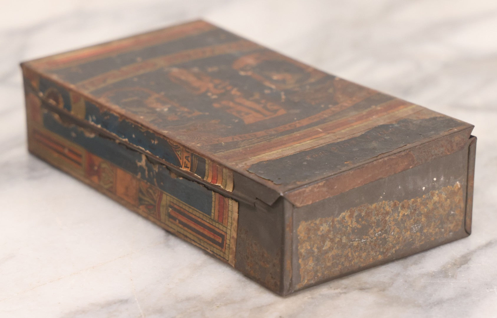 Lot 106 - Antique Stephano Brothers Paper Covered Egyptian Cigarette Tin For Ramses II Cigarettes, Manufactured From Yenidj Turkish Tobacco, Philadelphia, Pennsylvania