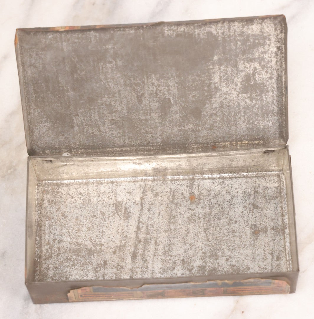 Lot 106 - Antique Stephano Brothers Paper Covered Egyptian Cigarette Tin For Ramses II Cigarettes, Manufactured From Yenidj Turkish Tobacco, Philadelphia, Pennsylvania