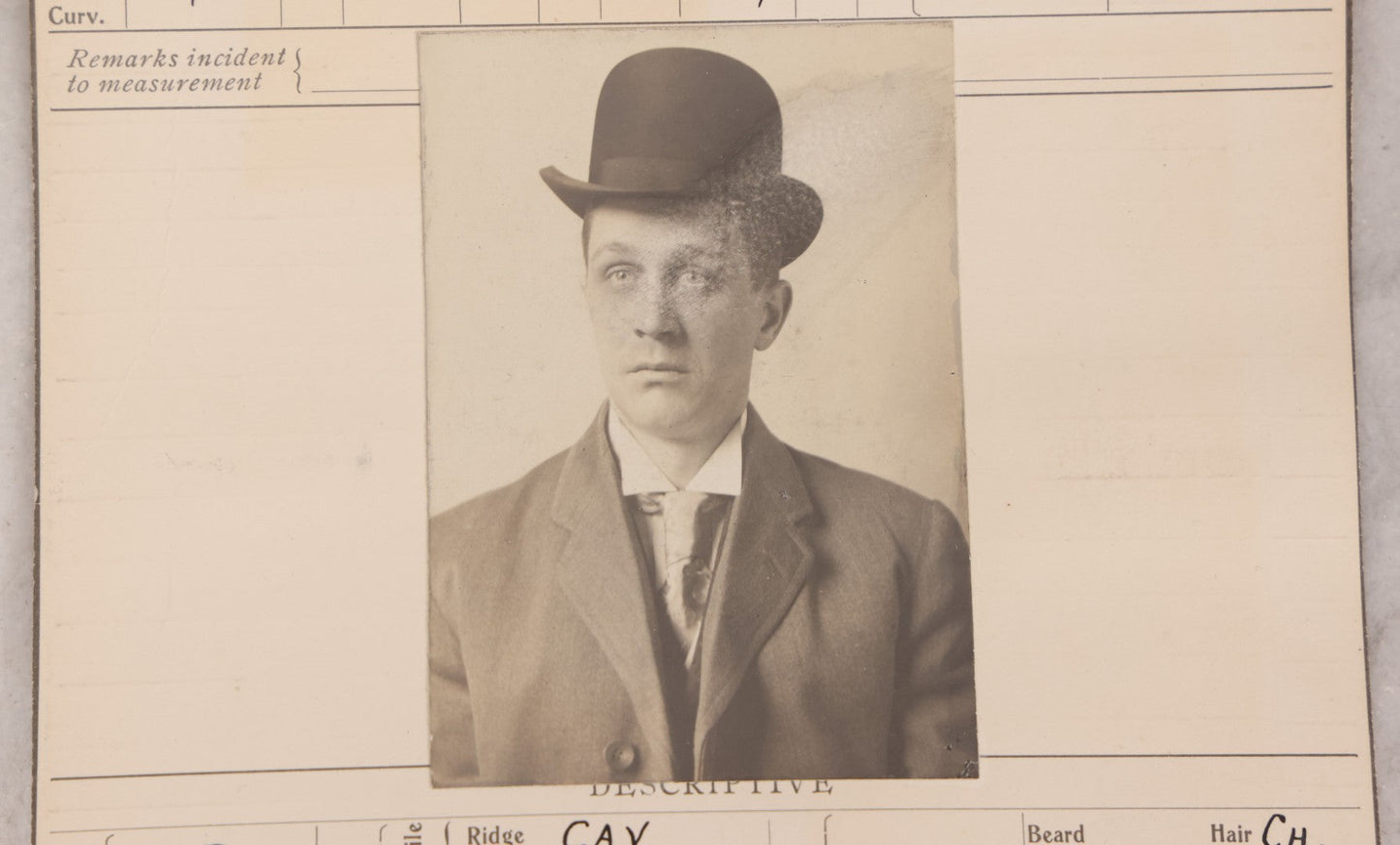 Lot 121 - Antique Real-Photo Police Mugshot And Arrest Card For Howard L. Miller, Forger, Arrested For Forgery, Boston, Massachusetts, Circa 1900