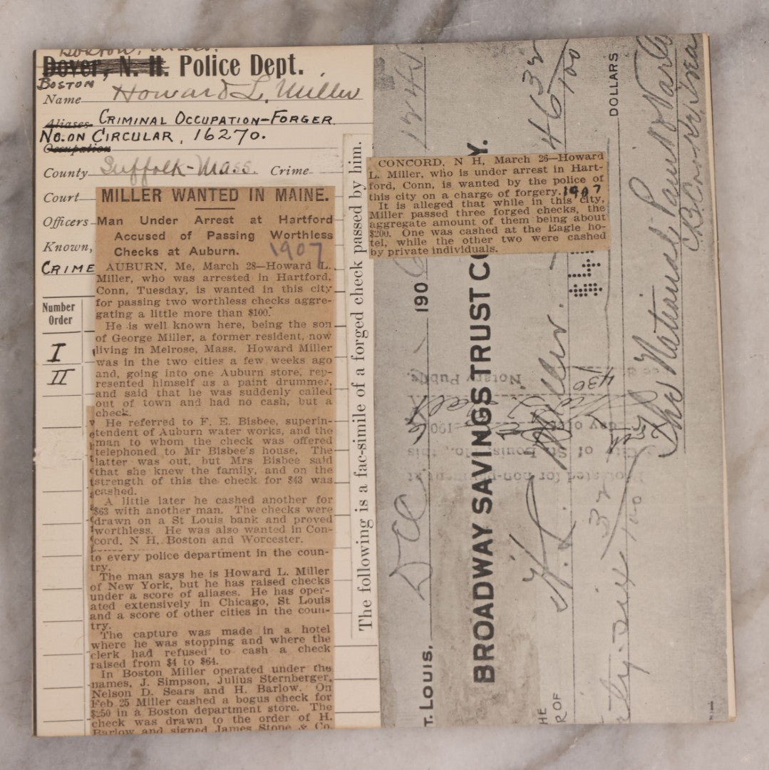 Lot 122 - Grouping Of Nine Antique Police Mugshot Photo Prints Including Walter Brooks, Howard L. Miller, Walter N. Aldridge, Chas A. Moran Alias Chappie Moran, Clarence Sheftall, James E. Kelly, Harry B. Hampton, John O'Connor, Daniel Callahan