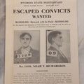 Lot 124 - Antique Wanted Pamhlet For Escaped Convicts Noah T. Richardson, J.H. Burke, Ernest Baxtrum, $1,000 Reward, Wyoming State Penitentiary, October 13, 1912