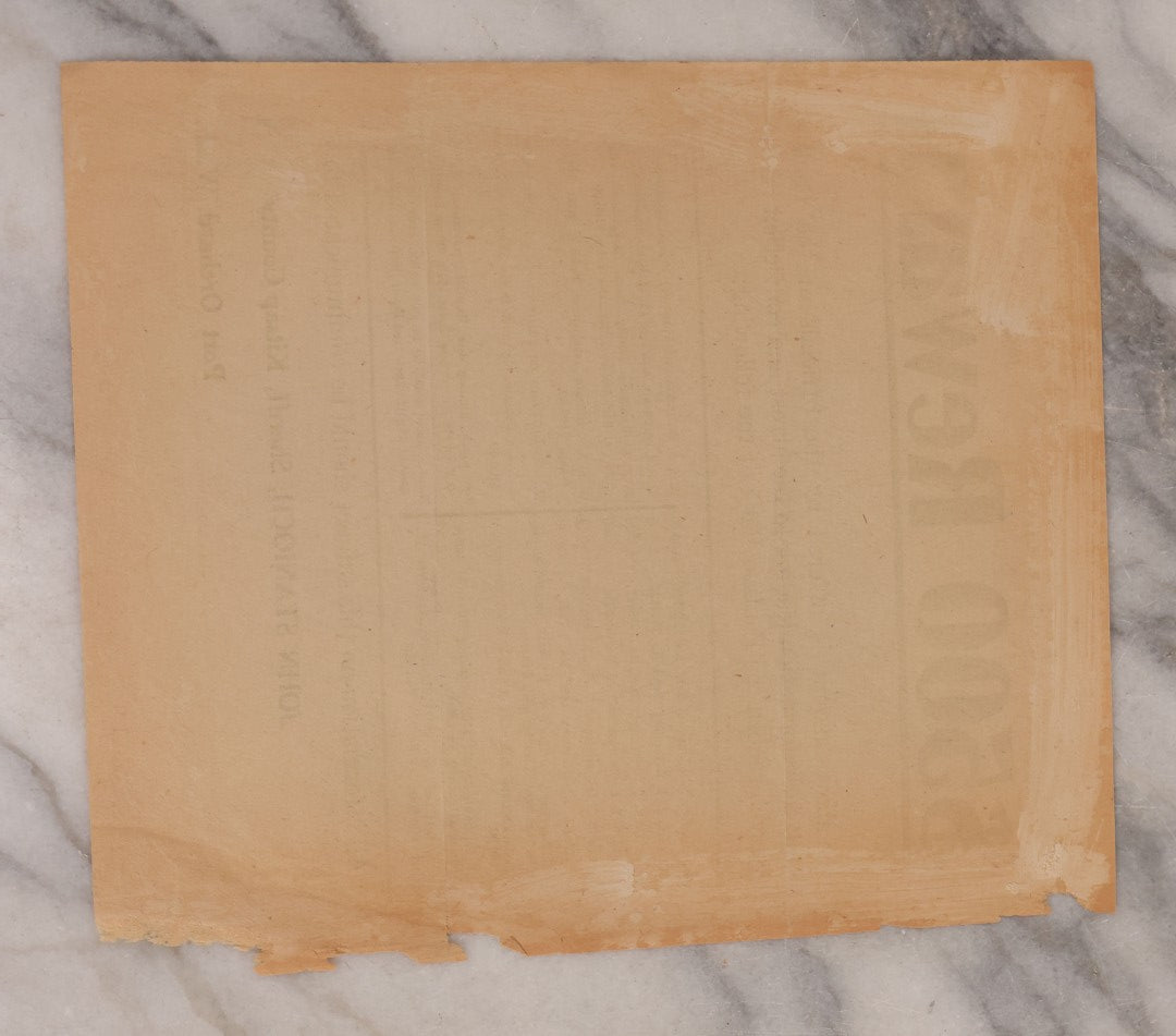 Lot 134 - Antique Wanted Poster Offering $500 Reward For Information Leading To Arrest And Conviction Of Parties Who Robbed Poulsbo Bank, John Stanioch, Sheriff, Kitsap County, Port Orchard, Washington, 1922