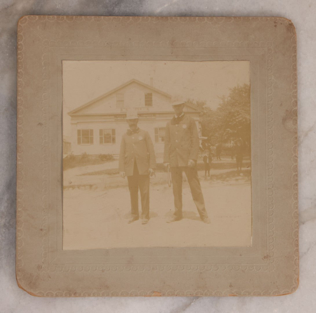 Lot 136 - Antique Board-Mounted Photograph Of Two Police Officers, One Holding Billy Club, Circa 1890