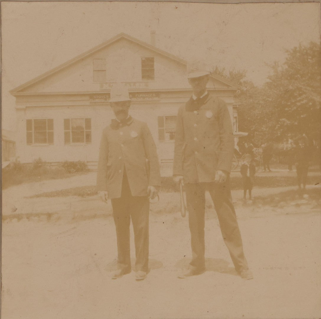 Lot 136 - Antique Board-Mounted Photograph Of Two Police Officers, One Holding Billy Club, Circa 1890