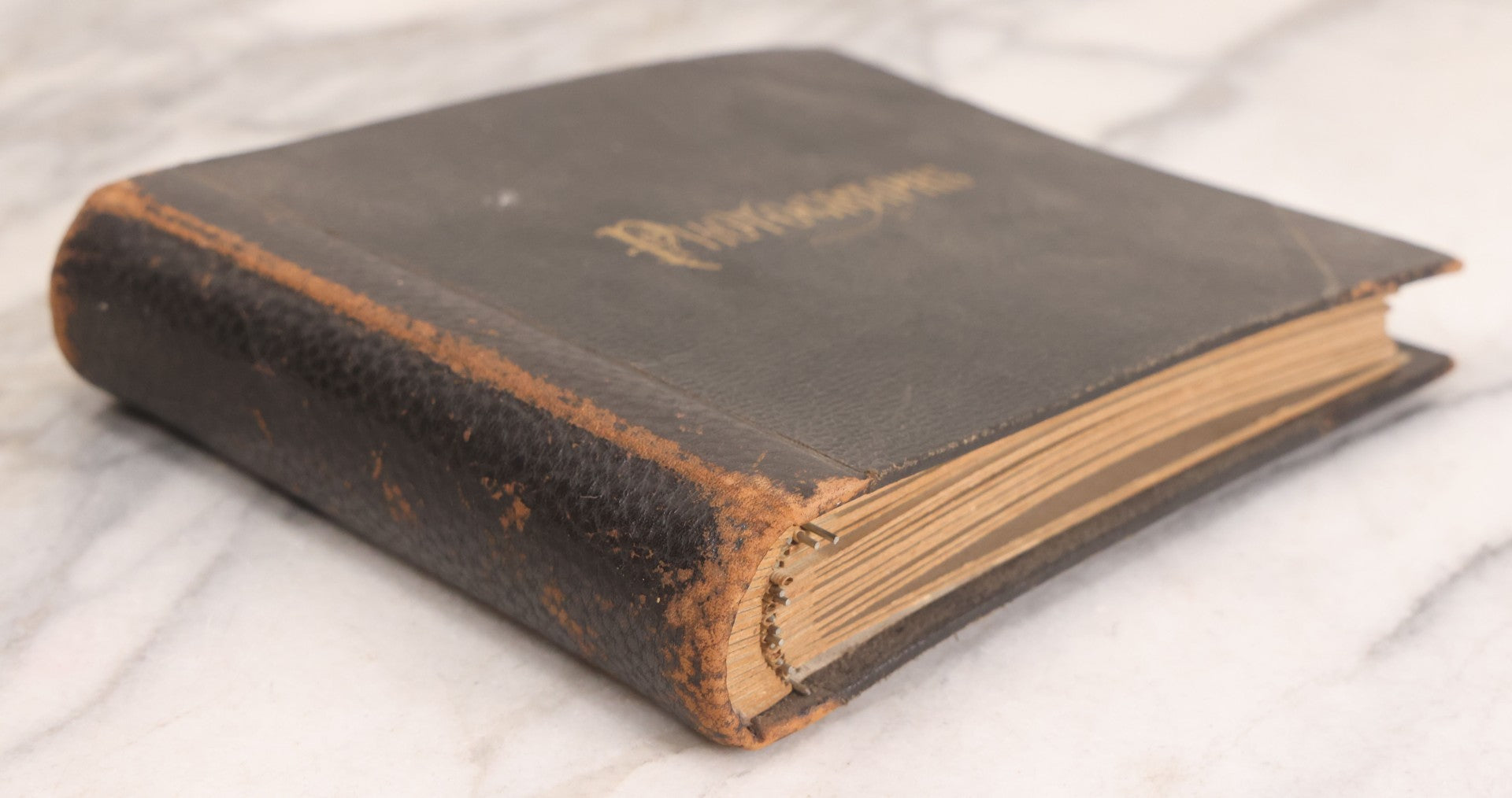 Lot 137 - Antique Photo Album With 16 Mounted Photographs Of Manchester, New Hampshire, Including Central Fire Station, Women's Aid Home, Charles Lowell Richardson Mansion, Rock Rimmon, Smyth Tower, Street Car, Post Office, Circa 1890