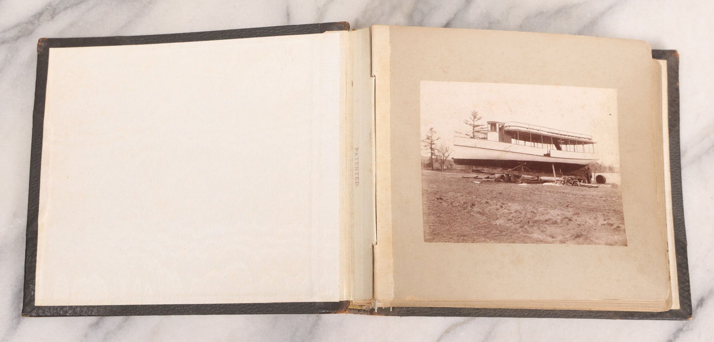 Lot 137 - Antique Photo Album With 16 Mounted Photographs Of Manchester, New Hampshire, Including Central Fire Station, Women's Aid Home, Charles Lowell Richardson Mansion, Rock Rimmon, Smyth Tower, Street Car, Post Office, Circa 1890