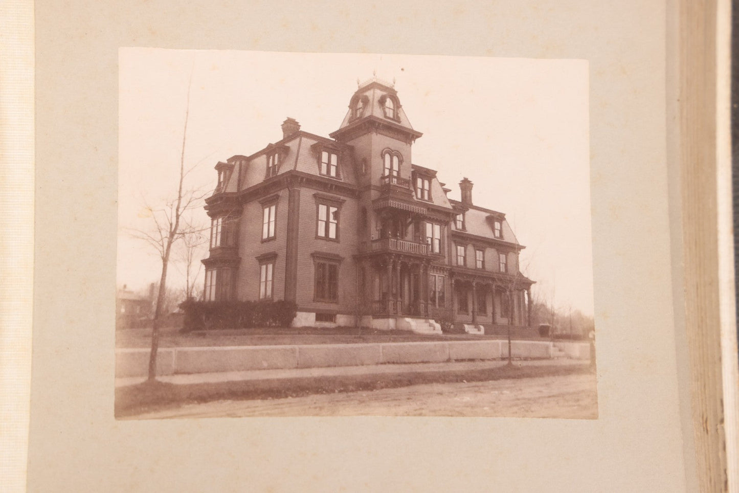 Lot 137 - Antique Photo Album With 16 Mounted Photographs Of Manchester, New Hampshire, Including Central Fire Station, Women's Aid Home, Charles Lowell Richardson Mansion, Rock Rimmon, Smyth Tower, Street Car, Post Office, Circa 1890