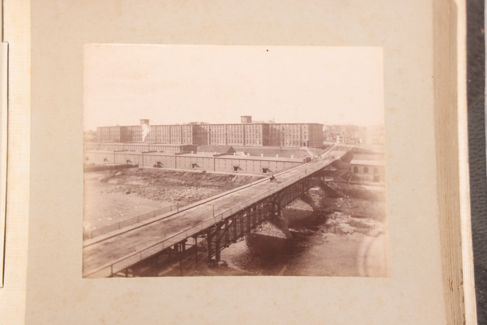 Lot 137 - Antique Photo Album With 16 Mounted Photographs Of Manchester, New Hampshire, Including Central Fire Station, Women's Aid Home, Charles Lowell Richardson Mansion, Rock Rimmon, Smyth Tower, Street Car, Post Office, Circa 1890