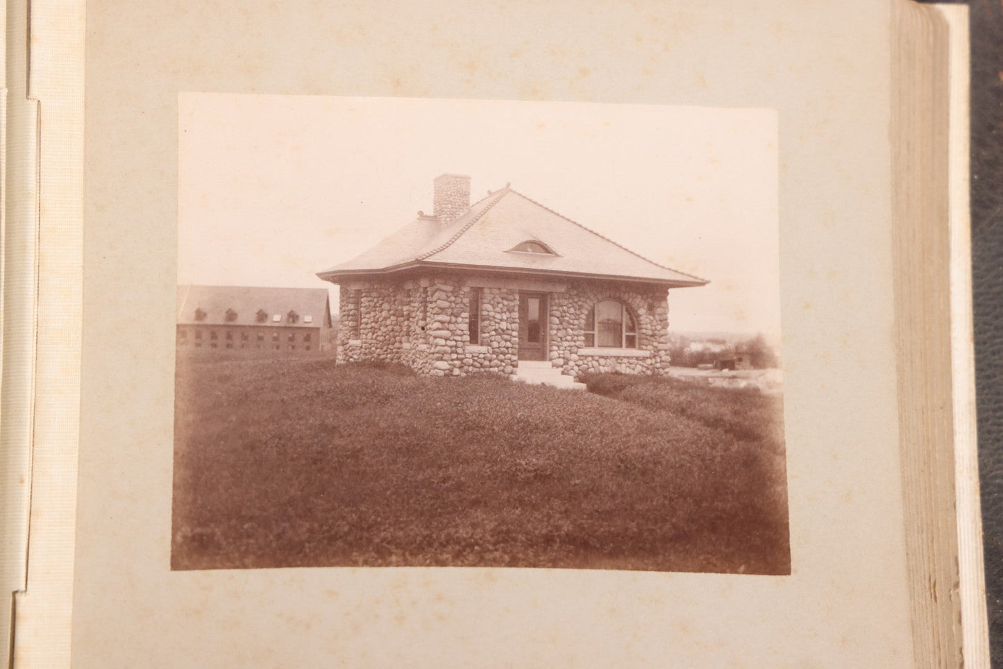 Lot 137 - Antique Photo Album With 16 Mounted Photographs Of Manchester, New Hampshire, Including Central Fire Station, Women's Aid Home, Charles Lowell Richardson Mansion, Rock Rimmon, Smyth Tower, Street Car, Post Office, Circa 1890