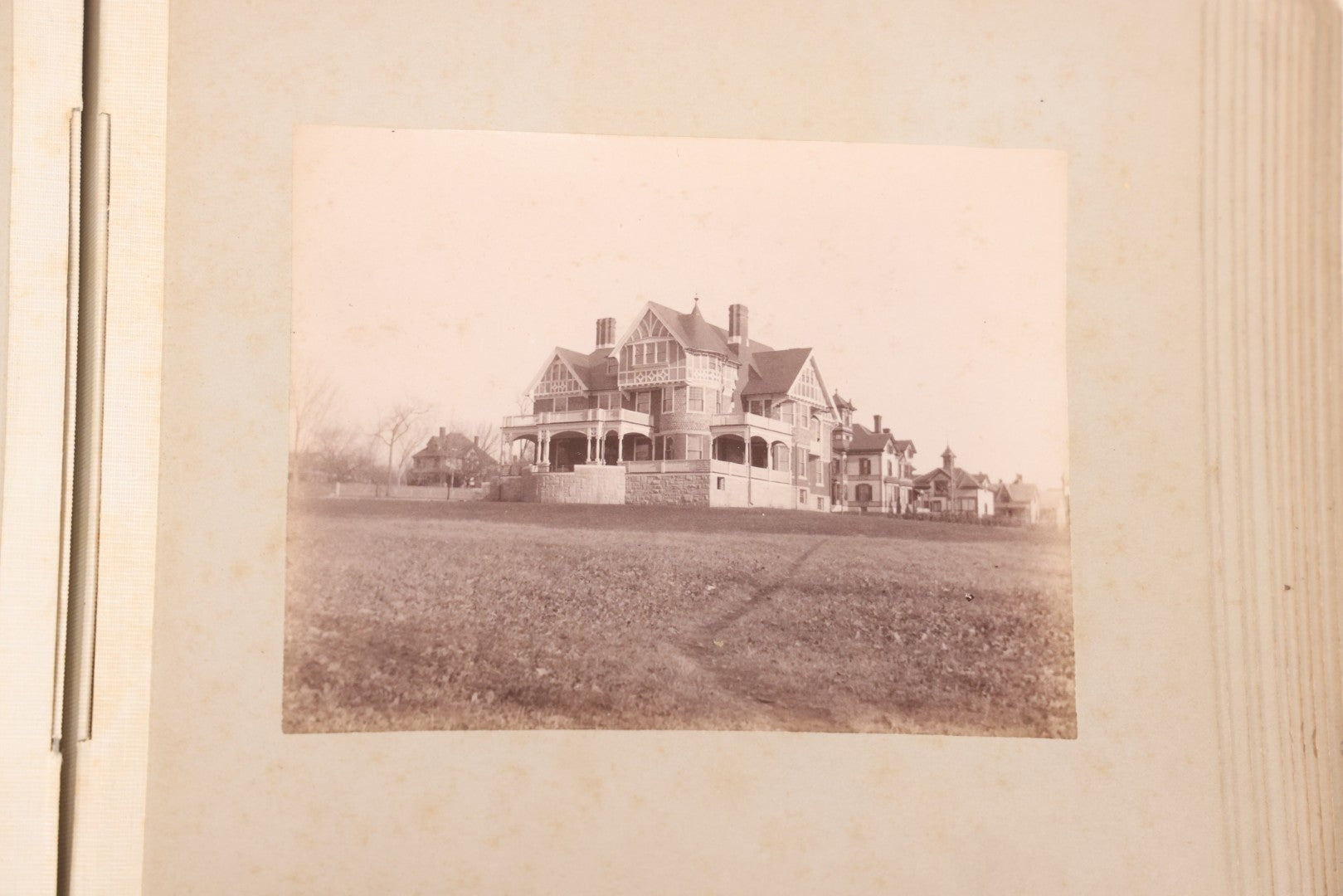 Lot 137 - Antique Photo Album With 16 Mounted Photographs Of Manchester, New Hampshire, Including Central Fire Station, Women's Aid Home, Charles Lowell Richardson Mansion, Rock Rimmon, Smyth Tower, Street Car, Post Office, Circa 1890
