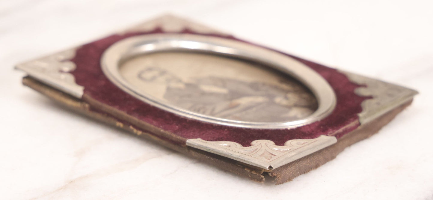 Lot 140 - Antique Tintype Photograph Of Young Man In Velvet And Metal Frame, 3-1/4" x 4-1/2"