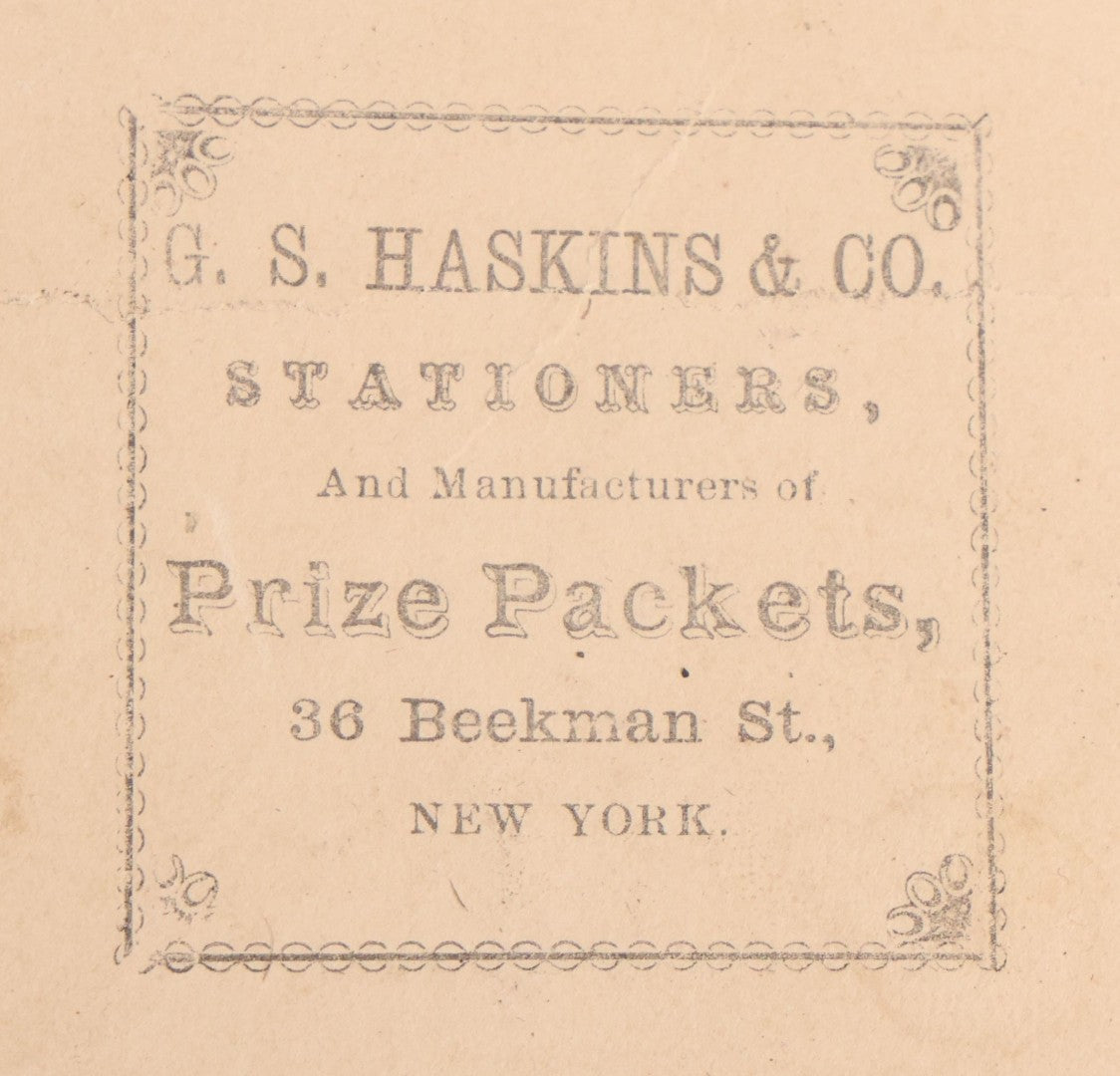 Lot 143 - Antique Illustrated Album Filler Card Depicting Little People Sideshow Performers, Mr. And Mrs. General Tom Thumb On Their Wedding Day, Published By G.S. Haskins & Co., Stationers, New York