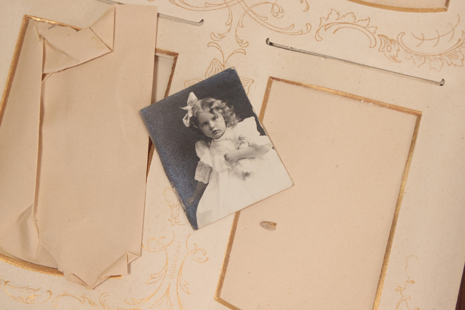 Lot 144 - Antique Green Velvet Photograph Album With Gilt Hardware And Framed Mirror, Mostly Empty, Circa 1870s-1890s