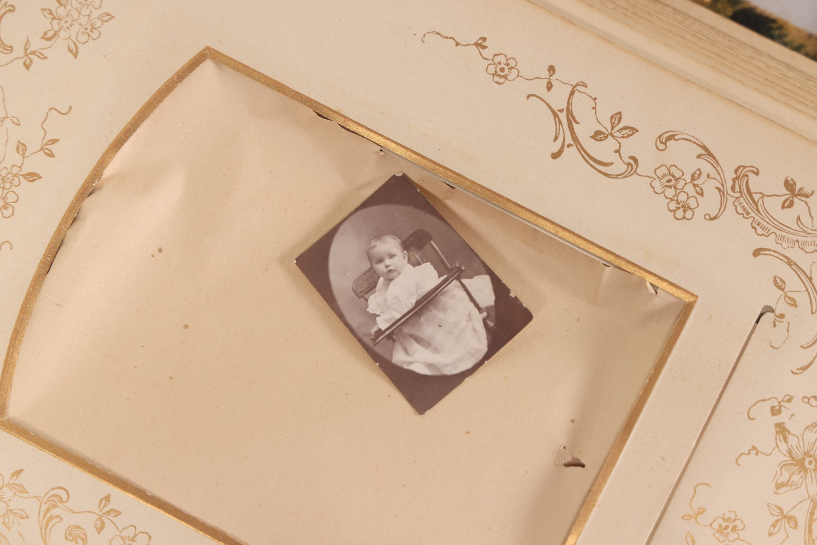 Lot 144 - Antique Green Velvet Photograph Album With Gilt Hardware And Framed Mirror, Mostly Empty, Circa 1870s-1890s