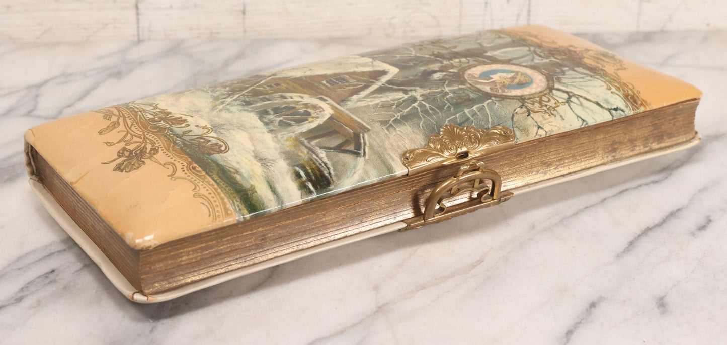 Lot 145 - Antique Celluloid Photograph Album With Winter Mill Scene And Art Nouveau Cameo, Mostly Empty, Circa 1890s-1900s