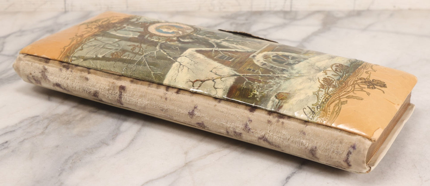 Lot 145 - Antique Celluloid Photograph Album With Winter Mill Scene And Art Nouveau Cameo, Mostly Empty, Circa 1890s-1900s