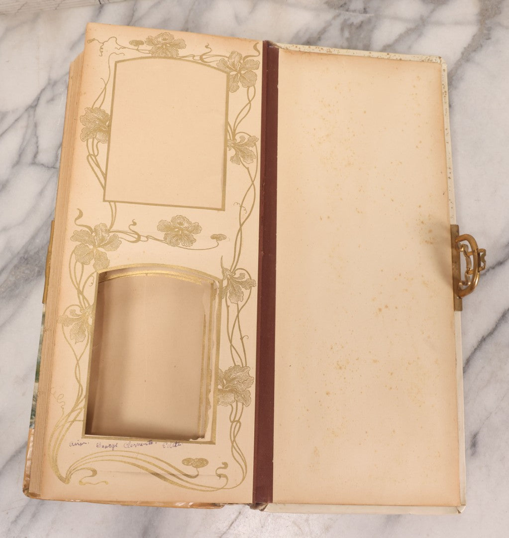 Lot 145 - Antique Celluloid Photograph Album With Winter Mill Scene And Art Nouveau Cameo, Mostly Empty, Circa 1890s-1900s