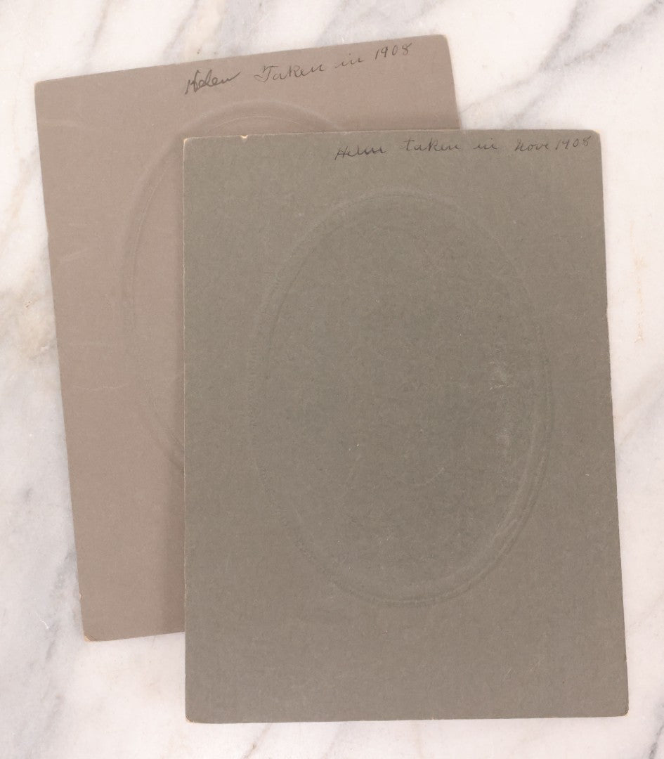 Lot 146 - Pair Of Vintage Board Mounted Photographs Of Child With Teddy Bear, Identified As Helen, November 1908, Belfer's Art Studio