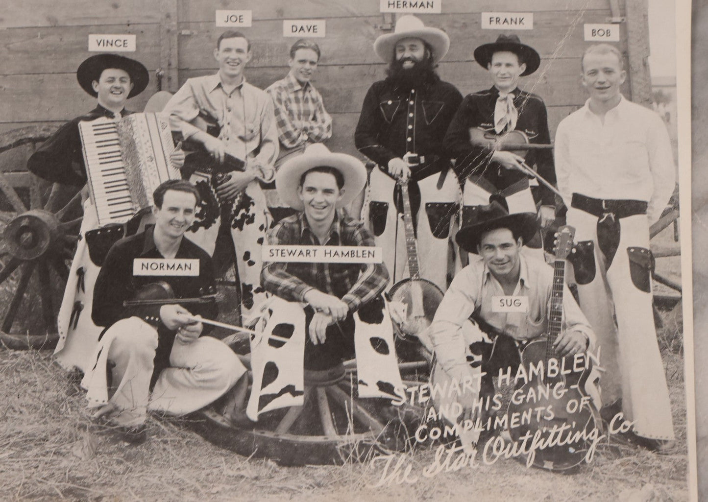 Lot 147 - Grouping Of Five Vintage Photographs Of Country Western Musical Groups With Two Documents, Circa 1930s-1950s