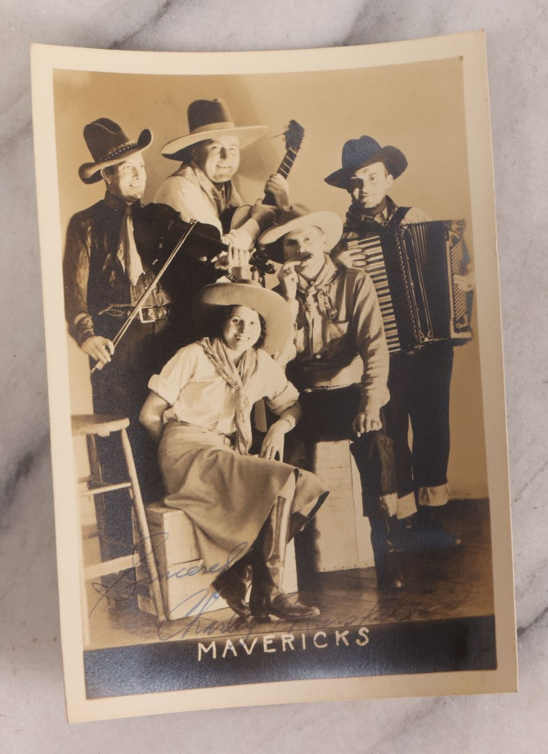Lot 147 - Grouping Of Five Vintage Photographs Of Country Western Musical Groups With Two Documents, Circa 1930s-1950s