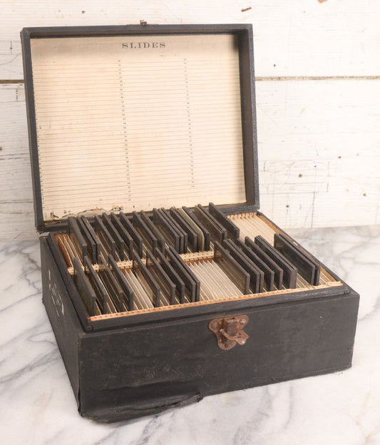 Lot 149 - Grouping Of 37 Vintage Magic Lantern Photo Slides, Mostly From Series "Impressions Of The Philippine Islands" 1936-1938, Photography By Joseph O. Ensrud, Color Process By Mrs. J.O. Ensrud, With Slides Of Golden Gate Bridge, In Storage Box