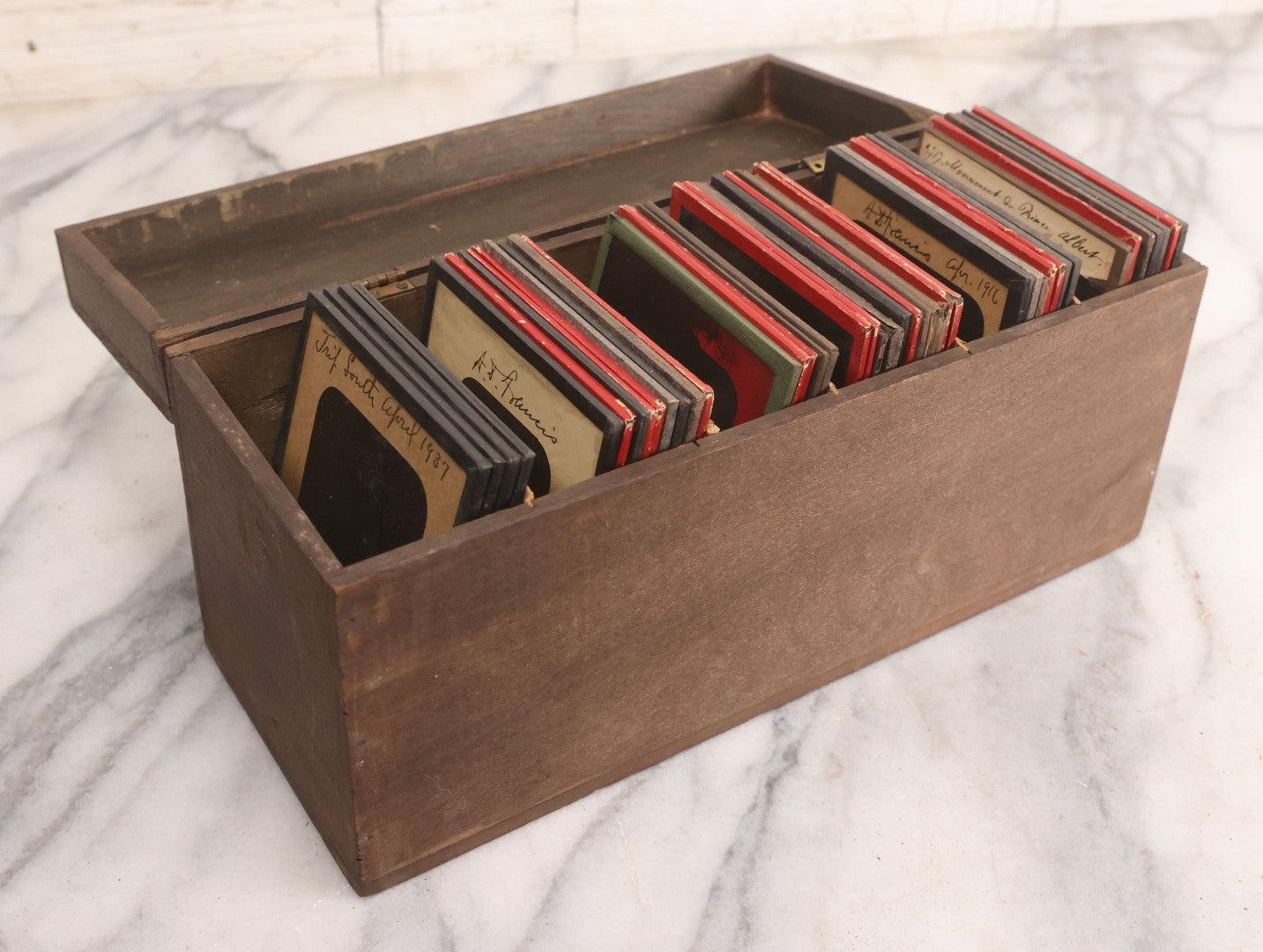 Lot 151 - Grouping Of 44 Vintage Black And White Magic Lantern Photo Slides Photographed By Arthur D. Francis, Circa 1930s With Handwritten Notes, Including Travel Scenes, Landscapes, Architecture, Animals, In Storage Box