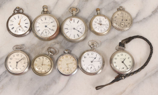 Lot 153 - Grouping Of 10 Antique And Vintage Pocket Watches For Parts Or Repair