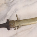 Lot 155 - Vintage Decorative Curved Dagger With Engraved Brass Sheath And Wood Handle, 15" L