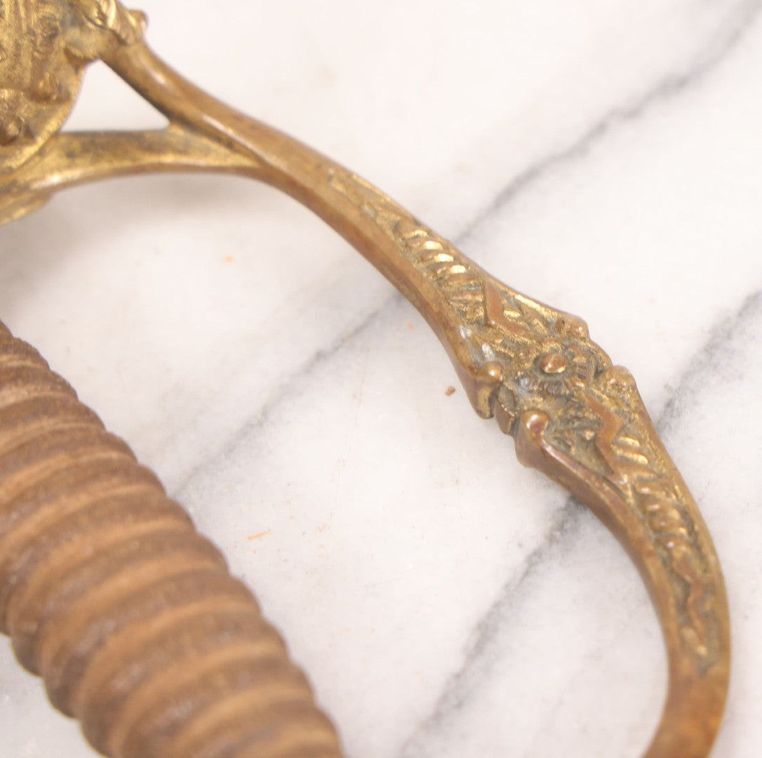 Lot 156 - Antique United States M1860 Staff & Field Officers Dress Sword Hilt Fragment With Ornate Brass Eagle Guard And Lion Head Quillon, 8-3/4" L