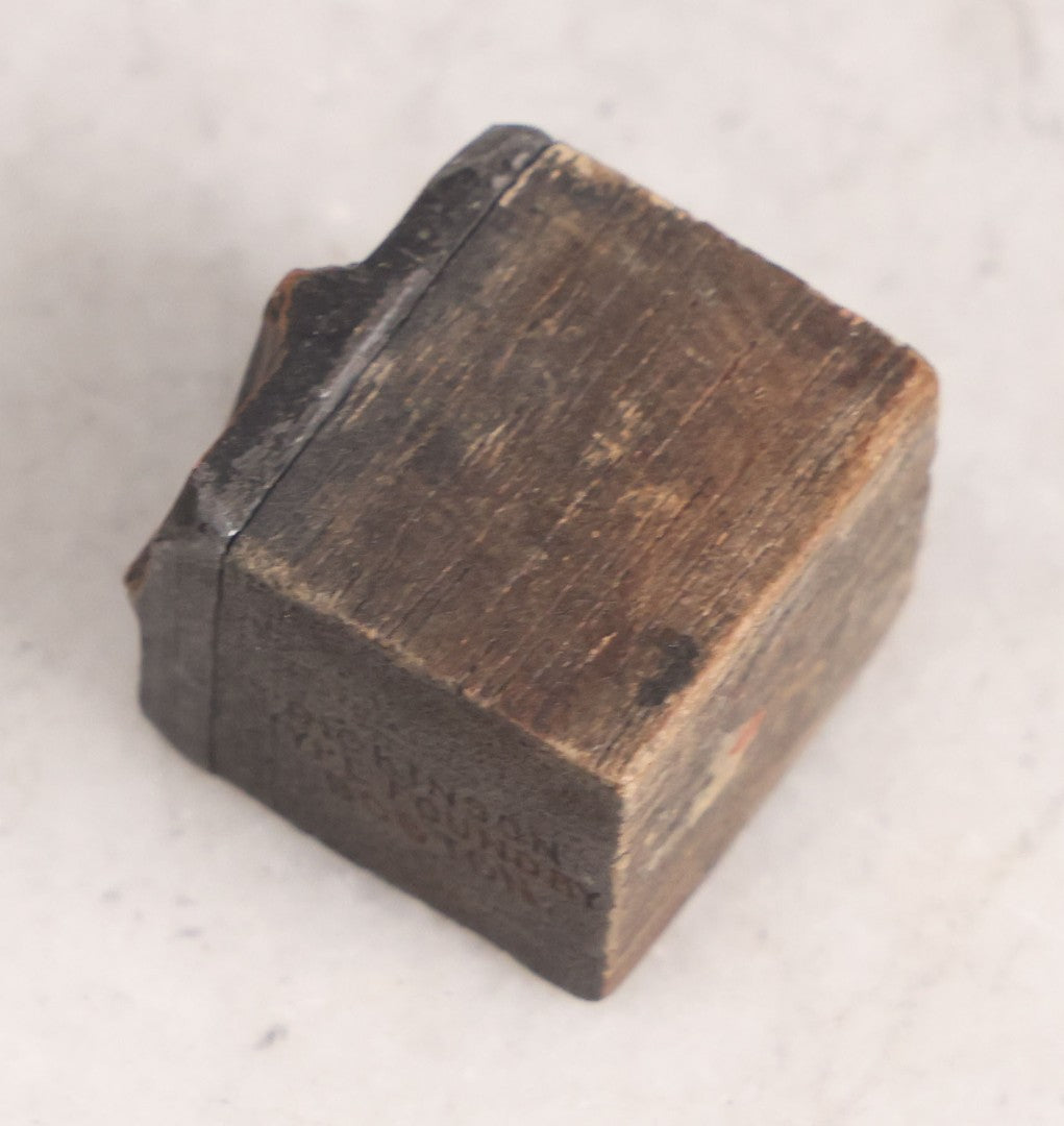 Lot 161 - Trio Of Miscellaneous Vintage Smalls Including Tony Amabile, Center Harbor, New Hampshire Metal Badge, Masonic Printing Block, Vintage Costume Jewelry Cameo Brooch