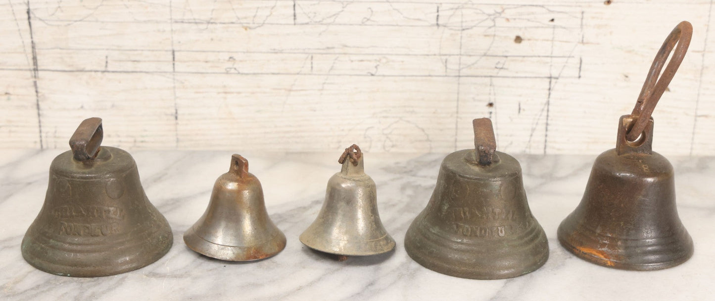 Lot 163 - Grouping Of 13 Vintage Bells Including Liberty Bell Replica And Saignélegier-Style Bells