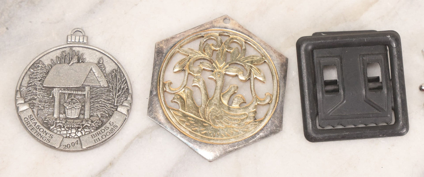Lot 164 - Grouping Of 14 Vintage Metal Objects And Medallions Including Dance, Religious, And Commemorative Pieces