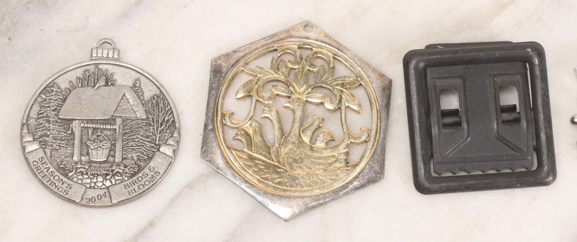 Lot 164 - Grouping Of 14 Vintage Metal Objects And Medallions Including Dance, Religious, And Commemorative Pieces